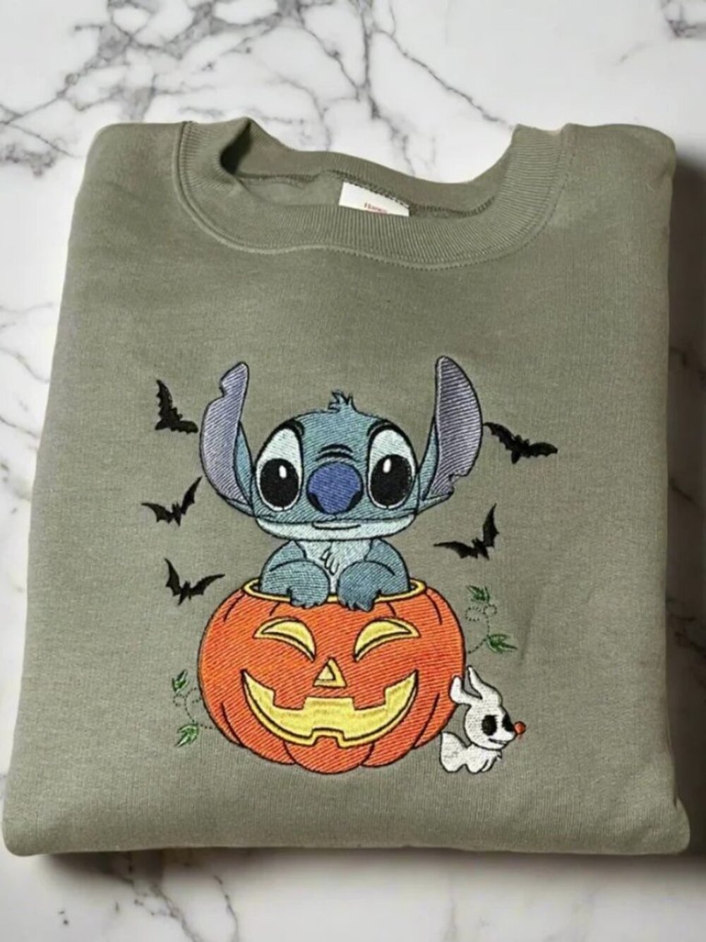Halloween Pumpkin Stitch Embroidered Crewneck Sweatshirt